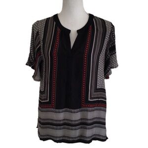 JEMMA Geo Print Fall Color Tunic Blouse